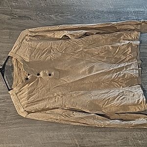J.Crew men's medium tan/coyote 1/4 button up henley